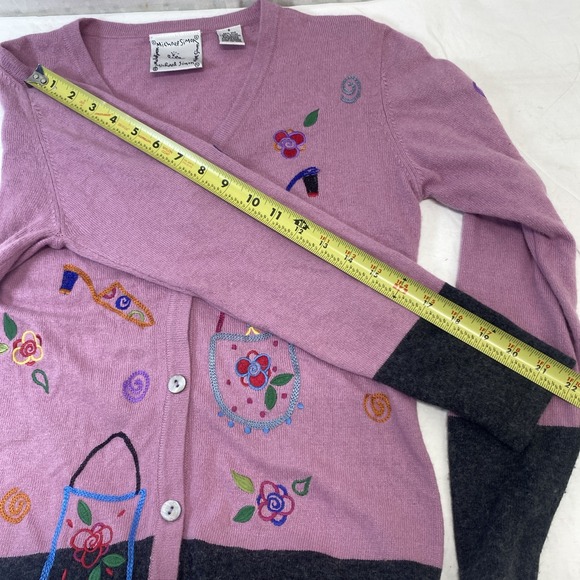 Michael Simon Lite Cardigan Embroidered Heels Purses Floral Silk Blend Size S - Picture 9 of 12